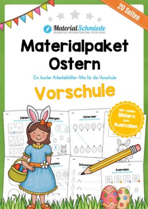 Materialpaket Ostern: Vorschule (20 Arbeitsblätter)