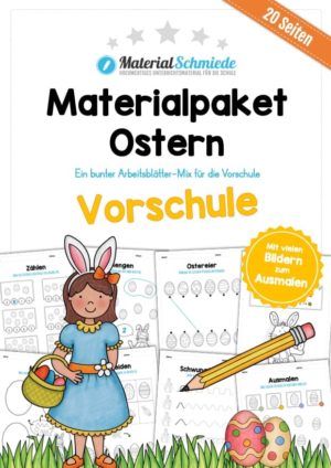 Materialpaket Ostern: Vorschule (20 Arbeitsblätter)
