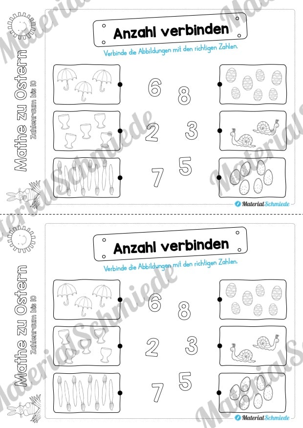 Mathe Übungen Ostern – Zahlenraum bis 10 (Vorschau 04)