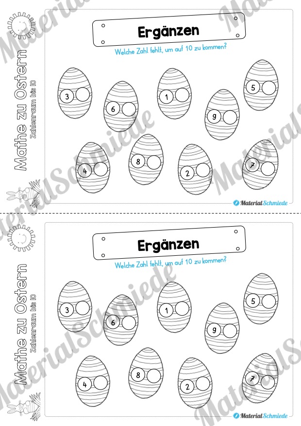 Mathe Übungen Ostern – Zahlenraum bis 10 (Vorschau 06)