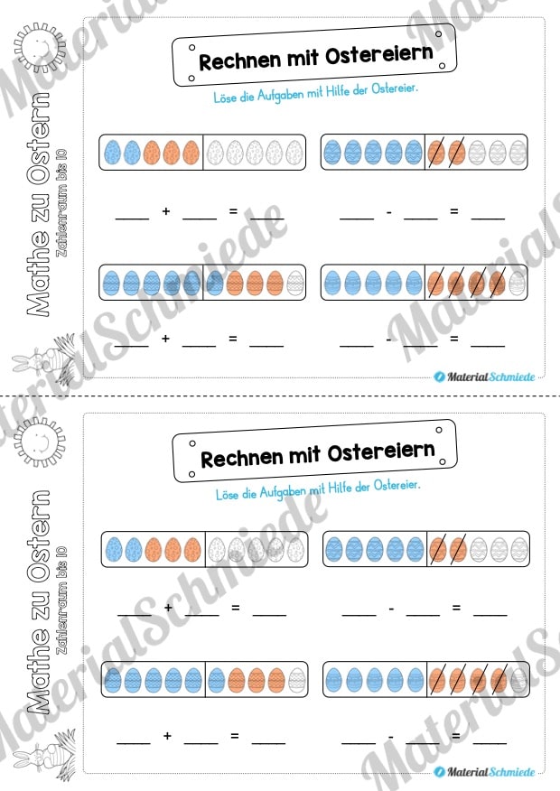 Mathe Übungen Ostern – Zahlenraum bis 10 (Vorschau 08)