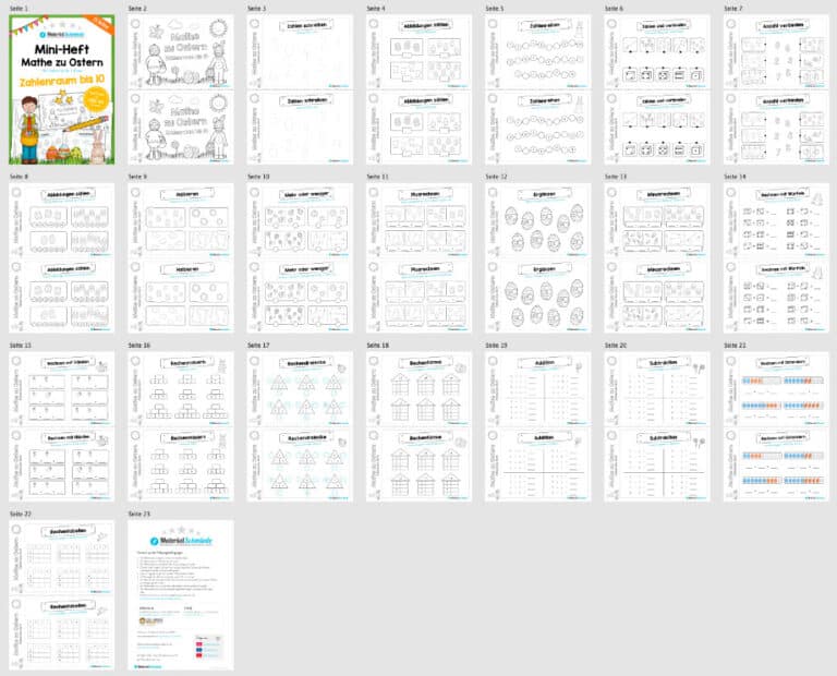 Mini-Heft Ostern: Mathe (Zahlenraum bis 10) – Überblick
