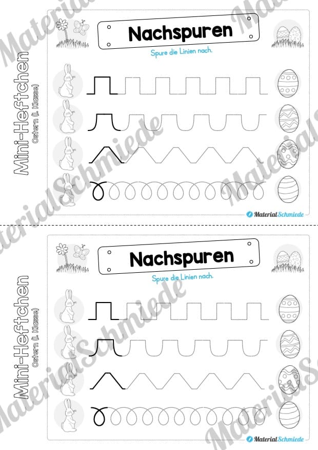 Mini-Heft: Ostern für die 1. Klasse (Nachspuren)