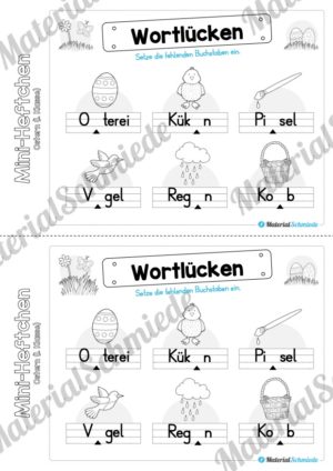 Mini-Heft: Ostern für die 1. Klasse (Wortlücken)