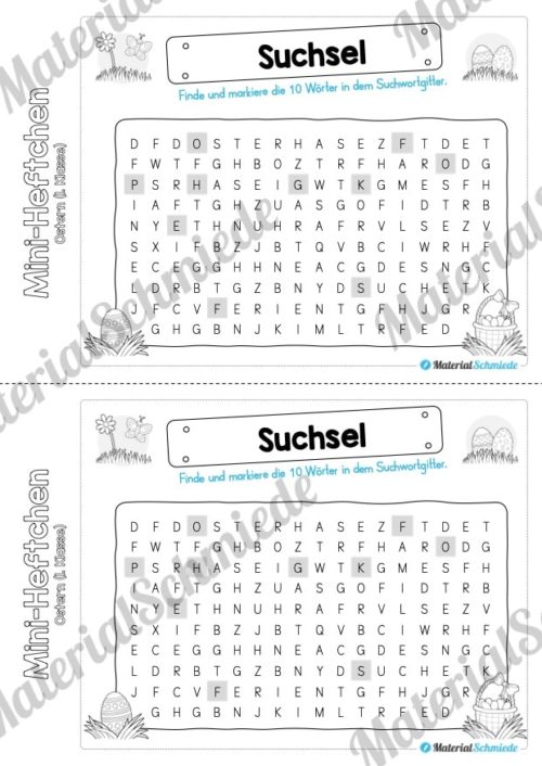 Mini-Heft: Ostern für die 1. Klasse (Suchsel)