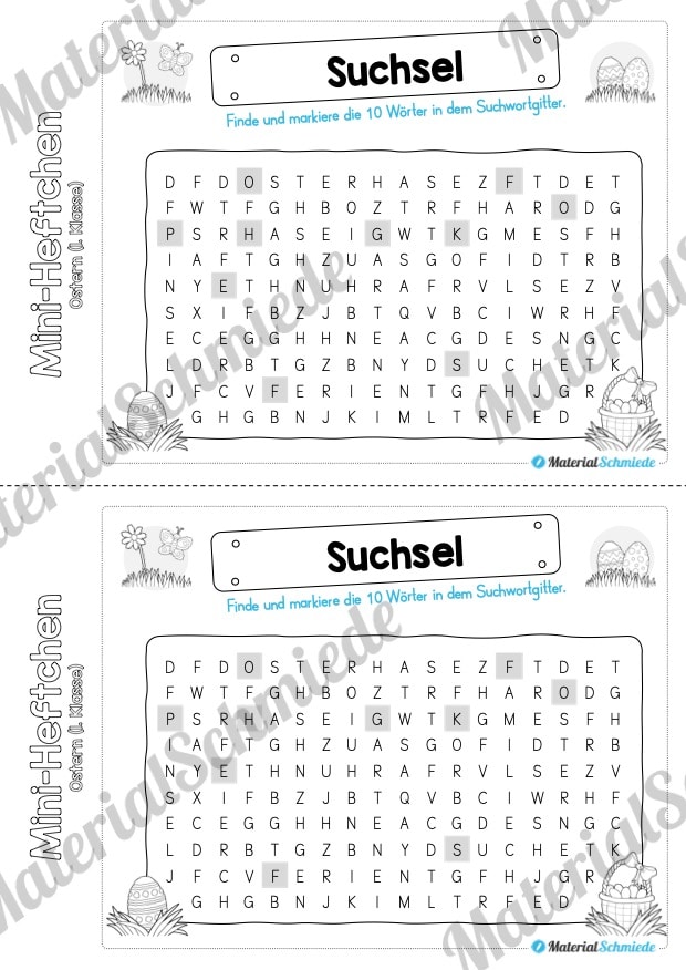 Mini-Heft: Ostern für die 1. Klasse (Suchsel)