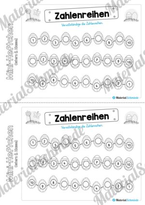 Mini-Heft: Ostern für die 1. Klasse (Zahlenreihen mit Ostereiern)