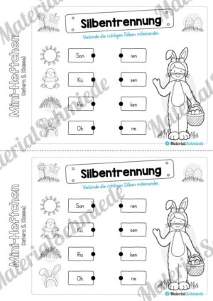 Mini-Heft: Ostern für die 1. Klasse (Silbentrennung)