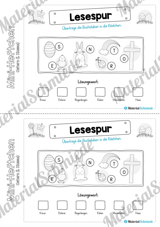 Mini-Heft: Ostern für die 1. Klasse (Lesespur)