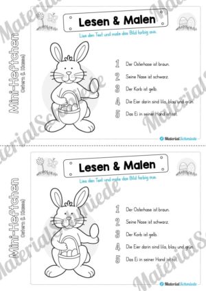 Mini-Heft: Ostern für die 1. Klasse (Lesen & Malen)