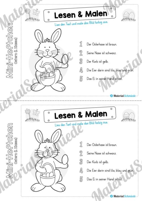 Mini-Heft: Ostern für die 1. Klasse (Lesen & Malen)