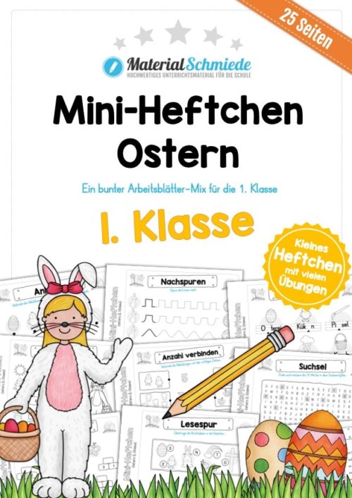 Mini-Heft: Ostern für die 1. Klasse (25 Arbeitsblätter)