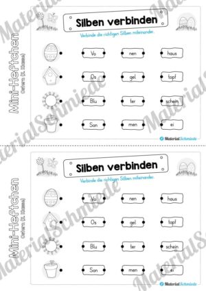 Mini-Heft: Ostern für die 2. Klasse (Silben verbinden)