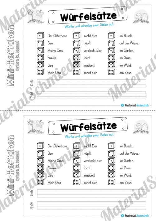 Mini-Heft: Ostern für die 2. Klasse (Würfelsätze)