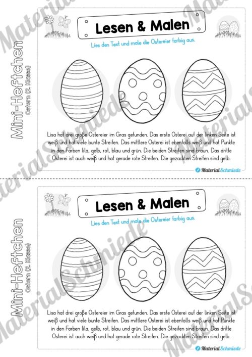 Mini-Heft: Ostern für die 2. Klasse (Lesen & Malen)