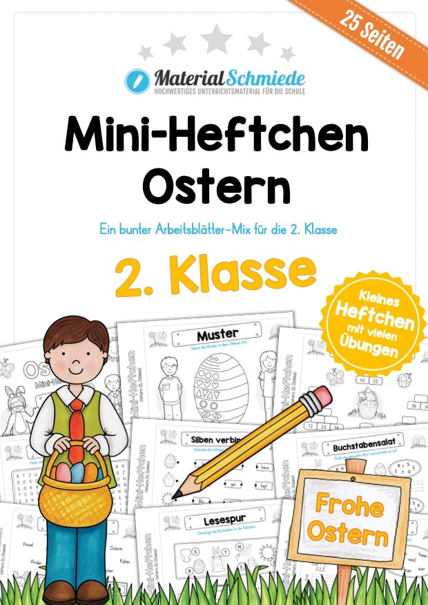Mini-Heft: Ostern für die 2. Klasse (25 Arbeitsblätter)