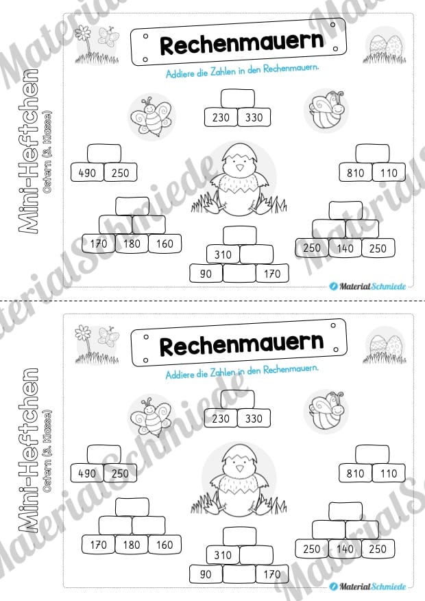 Mini-Heft: Ostern für die 3. Klasse (Rechenmauern)