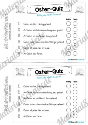 Mini-Heft: Ostern für die 3. Klasse (Oster-Quiz)