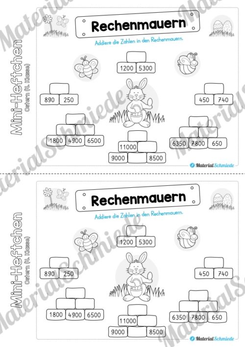 Mini-Heft: Ostern für die 4. Klasse (Rechenmauern)