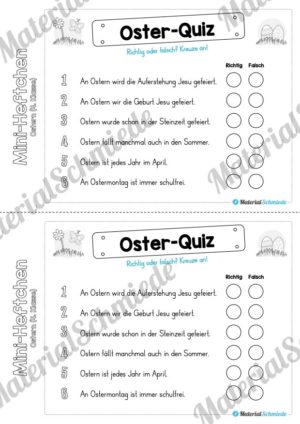 Mini-Heft: Ostern für die 4. Klasse (Oster-Quiz)