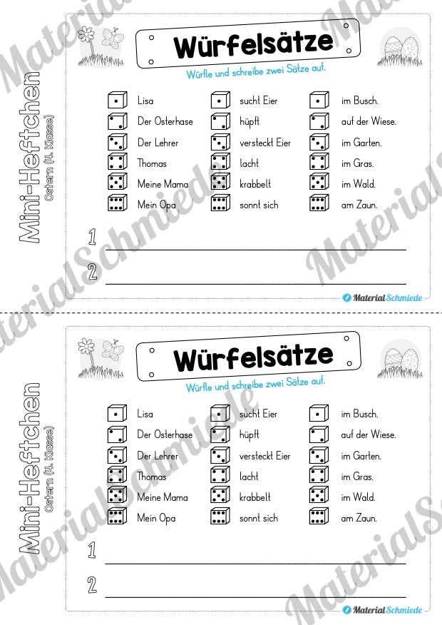 Mini-Heft: Ostern für die 4. Klasse (Würfelsätze)