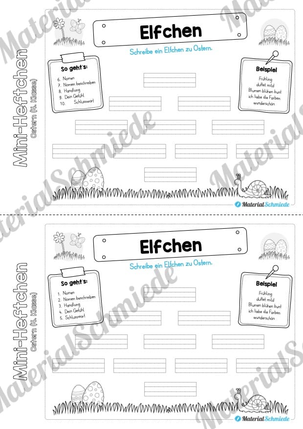 Mini-Heft: Ostern für die 4. Klasse (Elfchen)