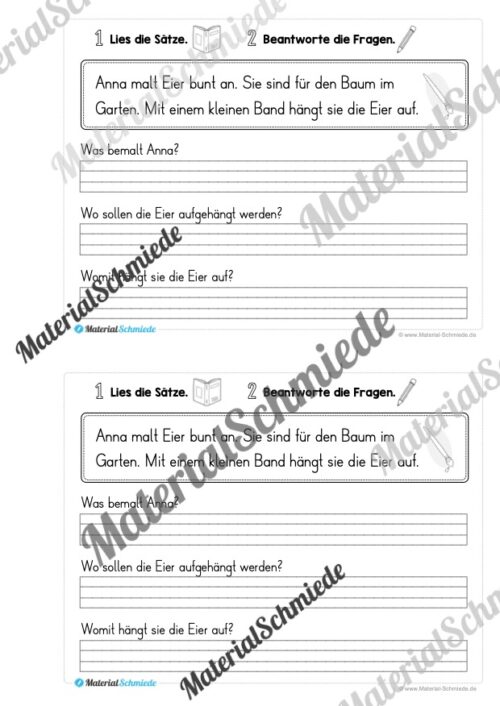 Lesetexte Ostern: Mini-Heft (1. & 2. Klasse) - Arbeitsblatt 02