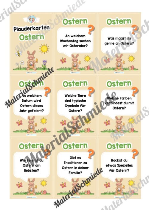 Plauderkarten: Thema Ostern (Lesespiel) - Arbeitsblatt 01