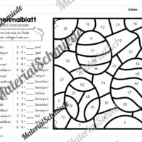8 Rechenmalblätter Ostern: Kleines 1x1 (Arbeitsblatt 03)
