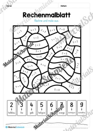 8 Rechenmalblätter zu Ostern im Zahlenraum bis 10 (Vorschau 11)