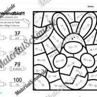 8 Rechenmalblätter Ostern: Zahlenraum 100 (Arbeitsblatt 01)
