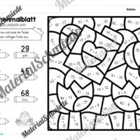 8 Rechenmalblätter Ostern: Zahlenraum 100 (Arbeitsblatt 05)