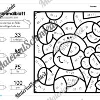 8 Rechenmalblätter Ostern: Zahlenraum 100 (Arbeitsblatt 06)