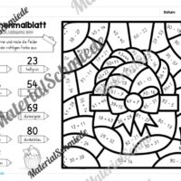 8 Rechenmalblätter Ostern: Zahlenraum 100 (Arbeitsblatt 07)