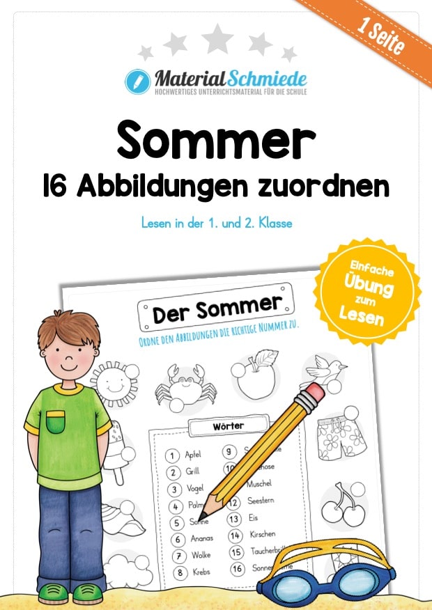 16 Abbildungen zum Sommer zuordnen