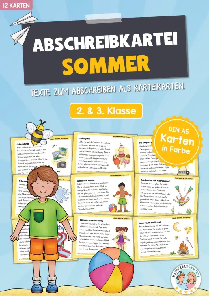 Abschreibkartei: Thema Sommer (12 Karten)