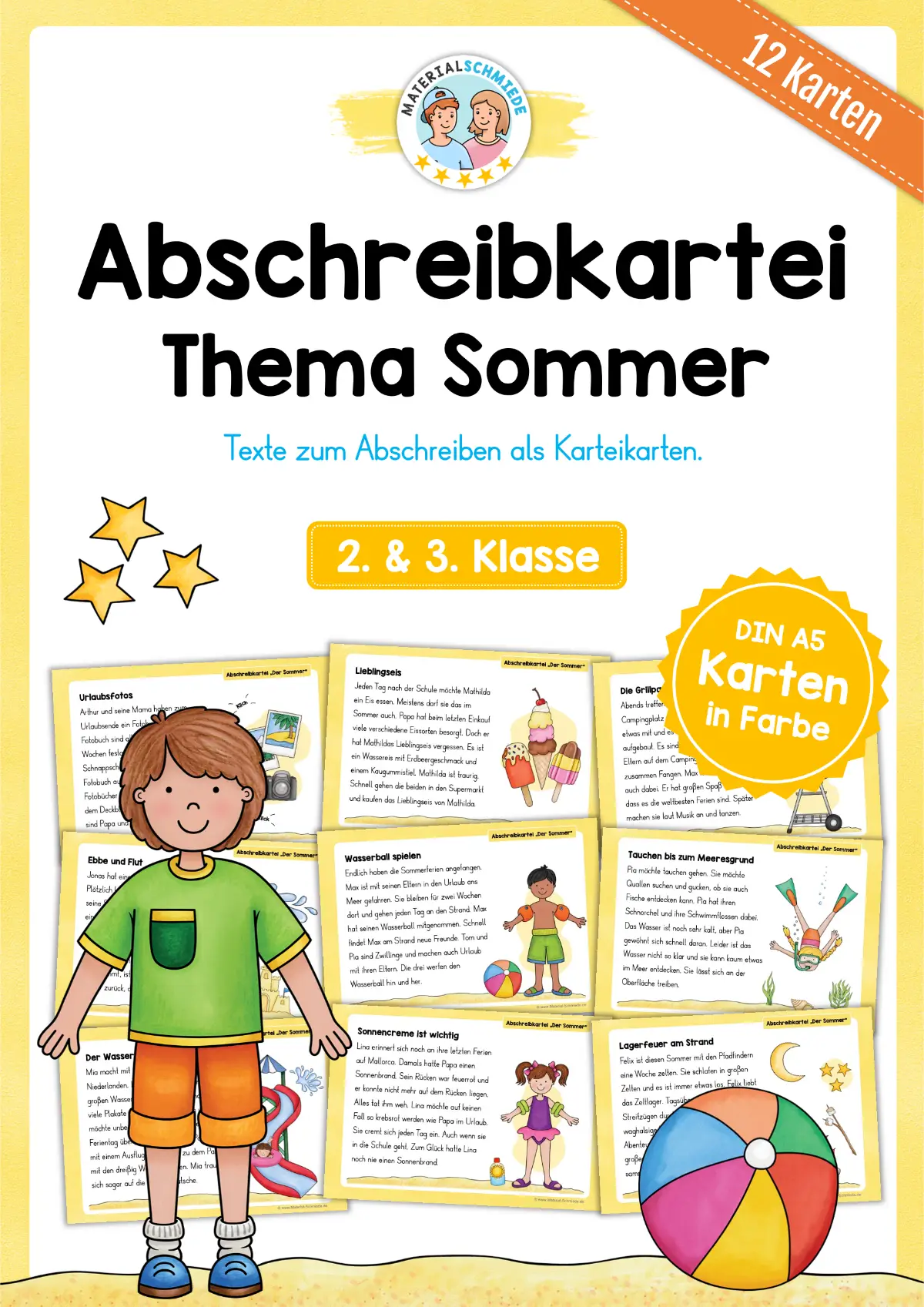 Abschreibkartei: Thema Sommer (12 Karten)