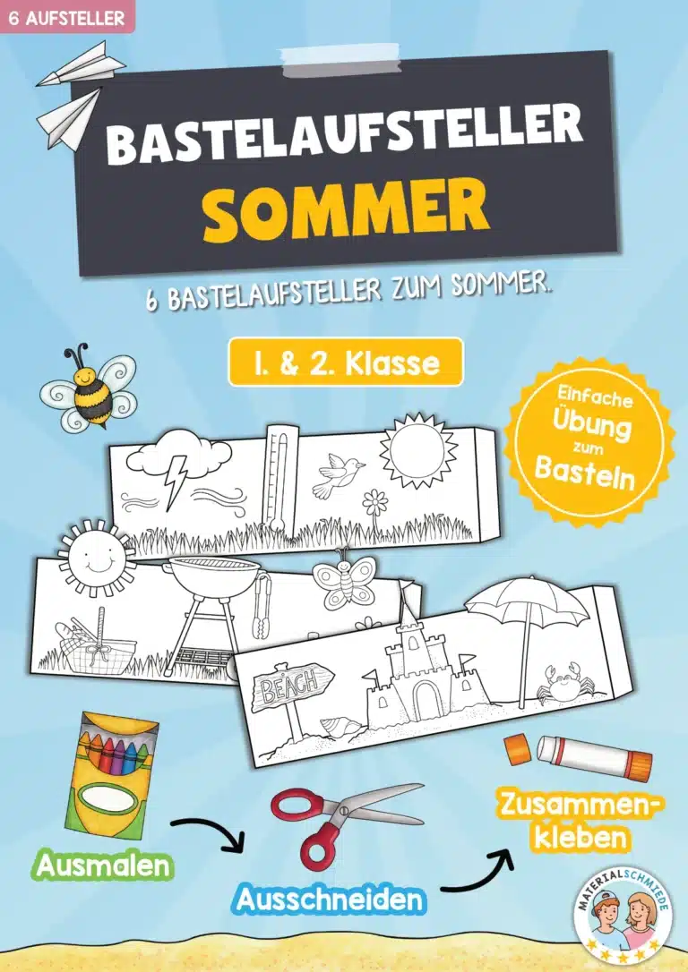 6 Bastelaufsteller zum Sommer