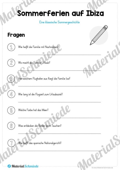 4 Geschichten zum Sommer (Sommerferien auf Ibiza - Fragen)