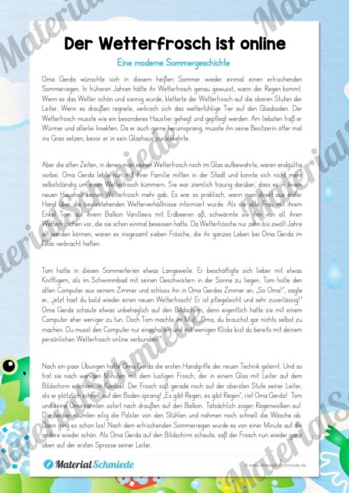 4 Geschichten zum Sommer (Der Wetterfrosch ist online)