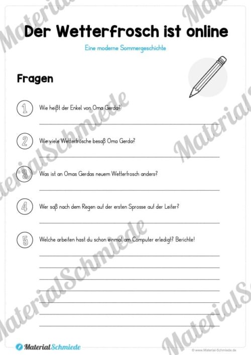 4 Geschichten zum Sommer (Der Wetterfrosch ist online - Fragen)