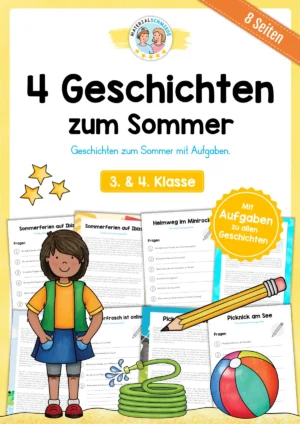 4 Geschichten zum Sommer (mit Aufgaben)