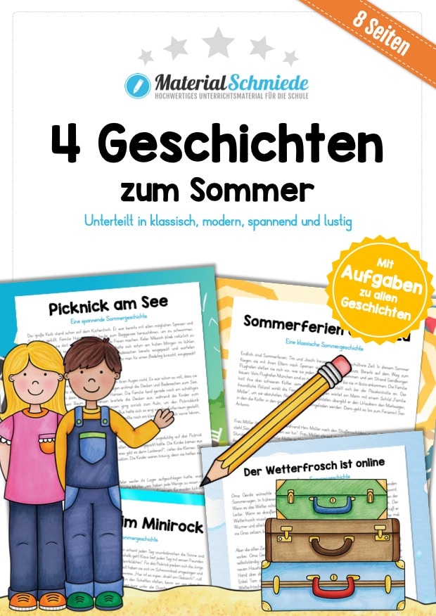 4 Geschichten zum Sommer (mit Aufgaben)