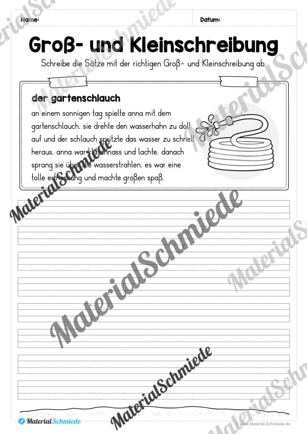 10 Abschreibtexte zum Sommer: Groß- und Kleinschreibung (2. Klasse) – Vorschau 01