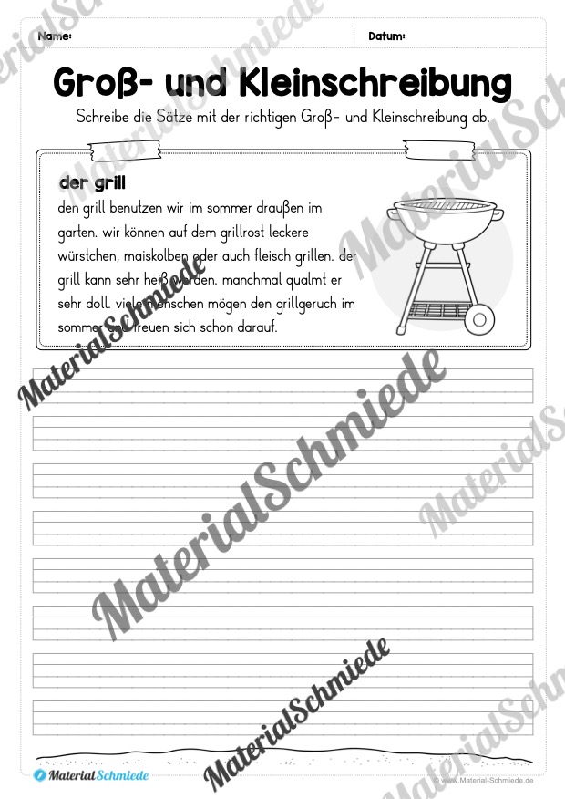 10 Abschreibtexte zum Sommer: Groß- und Kleinschreibung (2. Klasse) – Vorschau 02