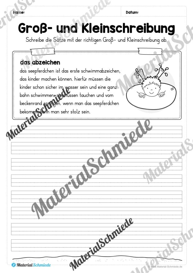 10 Abschreibtexte zum Sommer: Groß- und Kleinschreibung (2. Klasse) – Vorschau 03