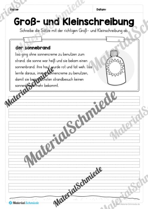 10 Abschreibtexte zum Sommer: Groß- und Kleinschreibung (2. Klasse) - Vorschau 08