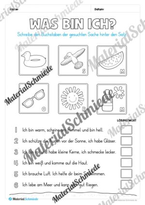 Lese- & Rätselheft zum Sommer (1. & 2. Klasse) – Arbeitsblatt 03