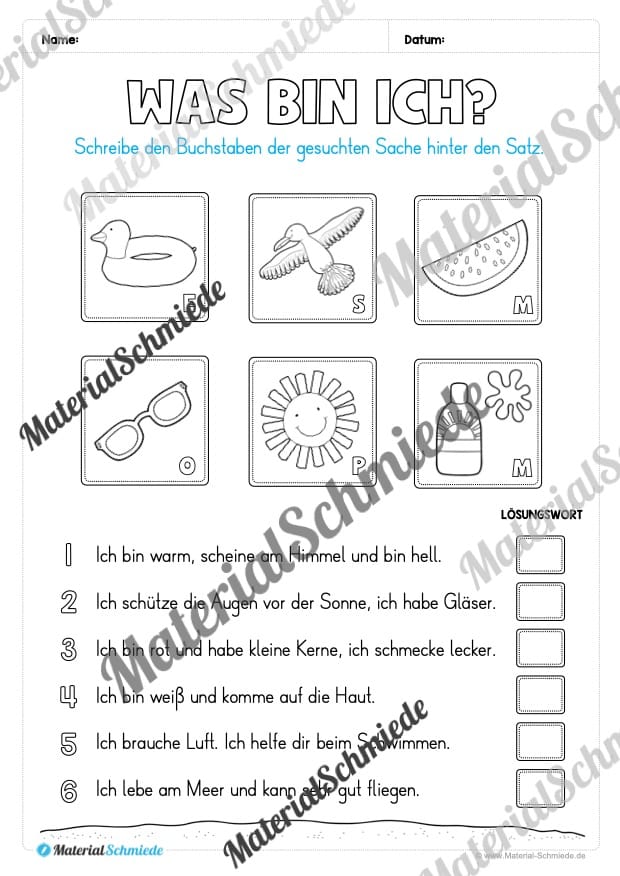 Lese- & Rätselheft zum Sommer (1. & 2. Klasse) – Arbeitsblatt 03