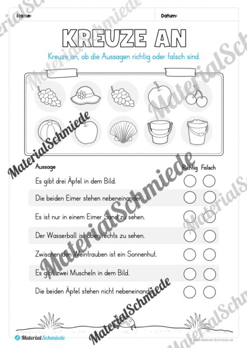 Lese- & Rätselheft zum Sommer (1. & 2. Klasse) - Arbeitsblatt 07